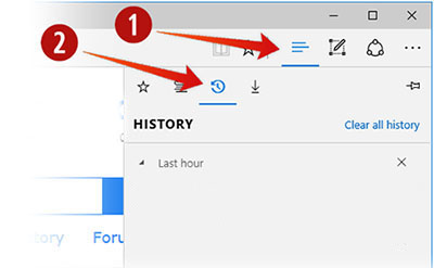 Microsoft Edge History menu